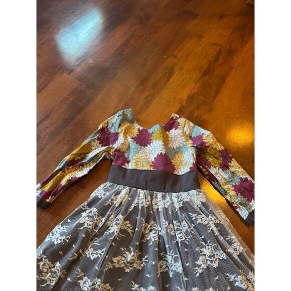 Girls size 6/7 homemade fall/Thanksgiving dress with lace - Picture 2 of 5